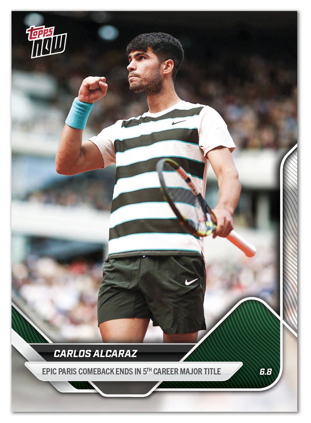 Carlos Alcaraz 2025 Tennis Topps NOW TCA1 Roland-Garros championship card