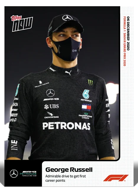 George Russell 2020 Formula 1 Topps NOW card 19 first career points