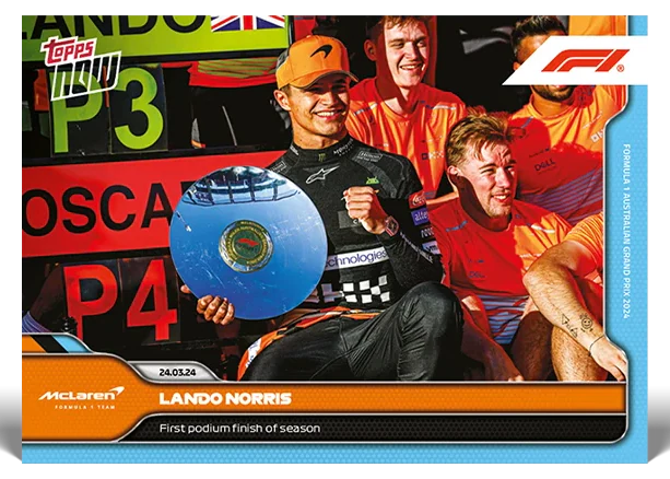 Lando Norris 2024 Formula 1 Topps NOW card 7 Australian Grand Prix podium
