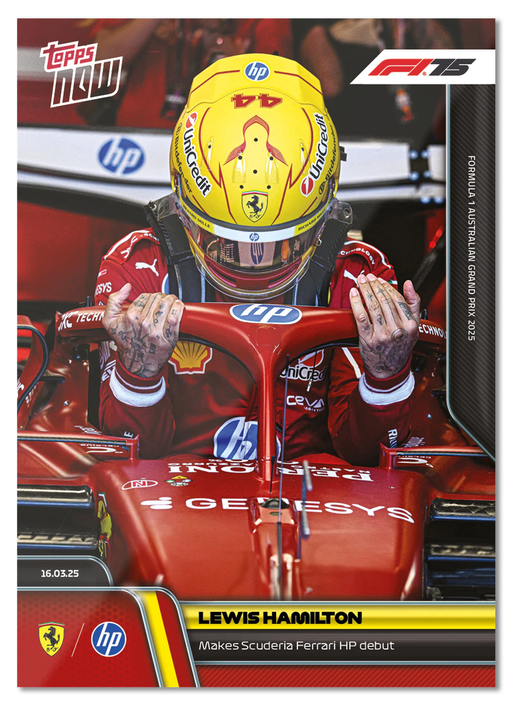 Lewis Hamilton 2025 Formula 1 Topps NOW Ferrari debut card 12