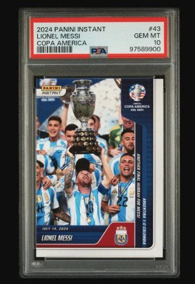 Lionel Messi 2024 Panini Instant Copa America card 43 graded PSA 10