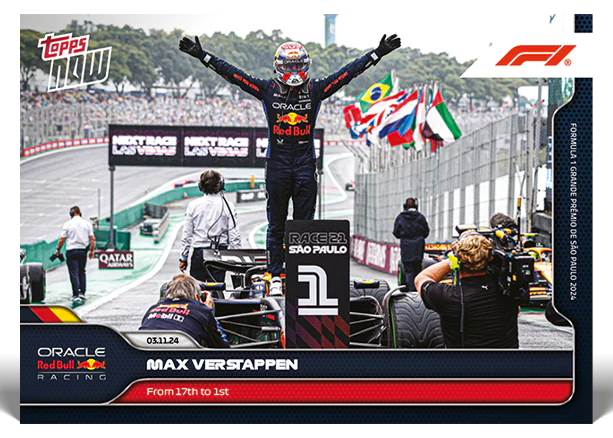 Max Verstappen 2024 Formula 1 Topps NOW card 69 from 17th to first in São Paulo