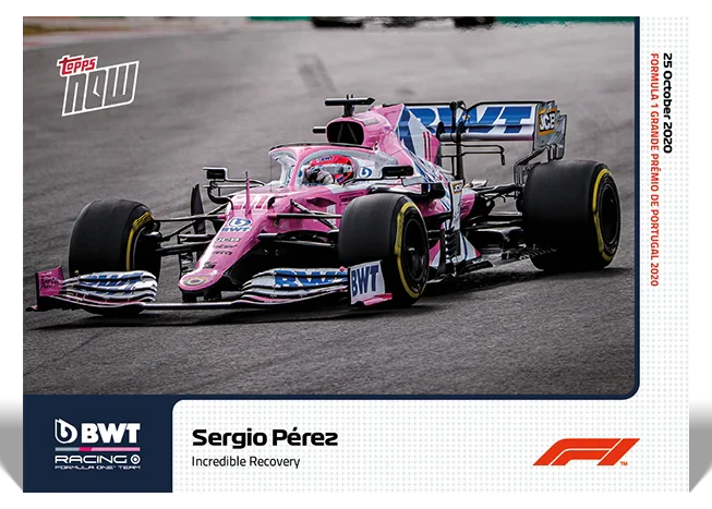 Sergio Pérez 2020 Formula 1 Topps NOW raw base card 10 incredible recovery