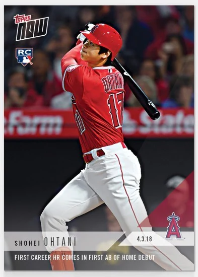 Shohei Ohtani 2018 MLB Topps NOW rookie card 32 first major-league home run
