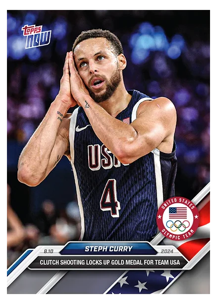 Stephen Curry 2024 Olympic Games Topps NOW card 27 after winning gold for Team USA