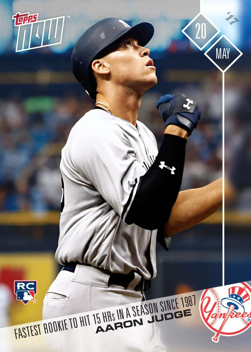 Aaron Judge 2017 MLB Topps NOW card 168 fastest rookie to 15 home runs