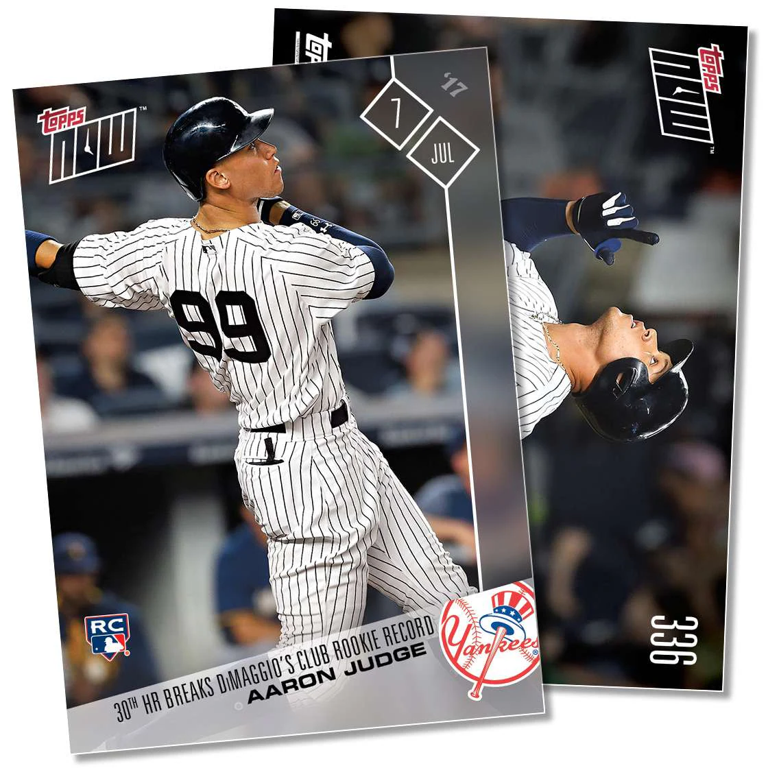 Aaron Judge 2017 MLB Topps NOW card 336 breaks Yankees rookie home run record