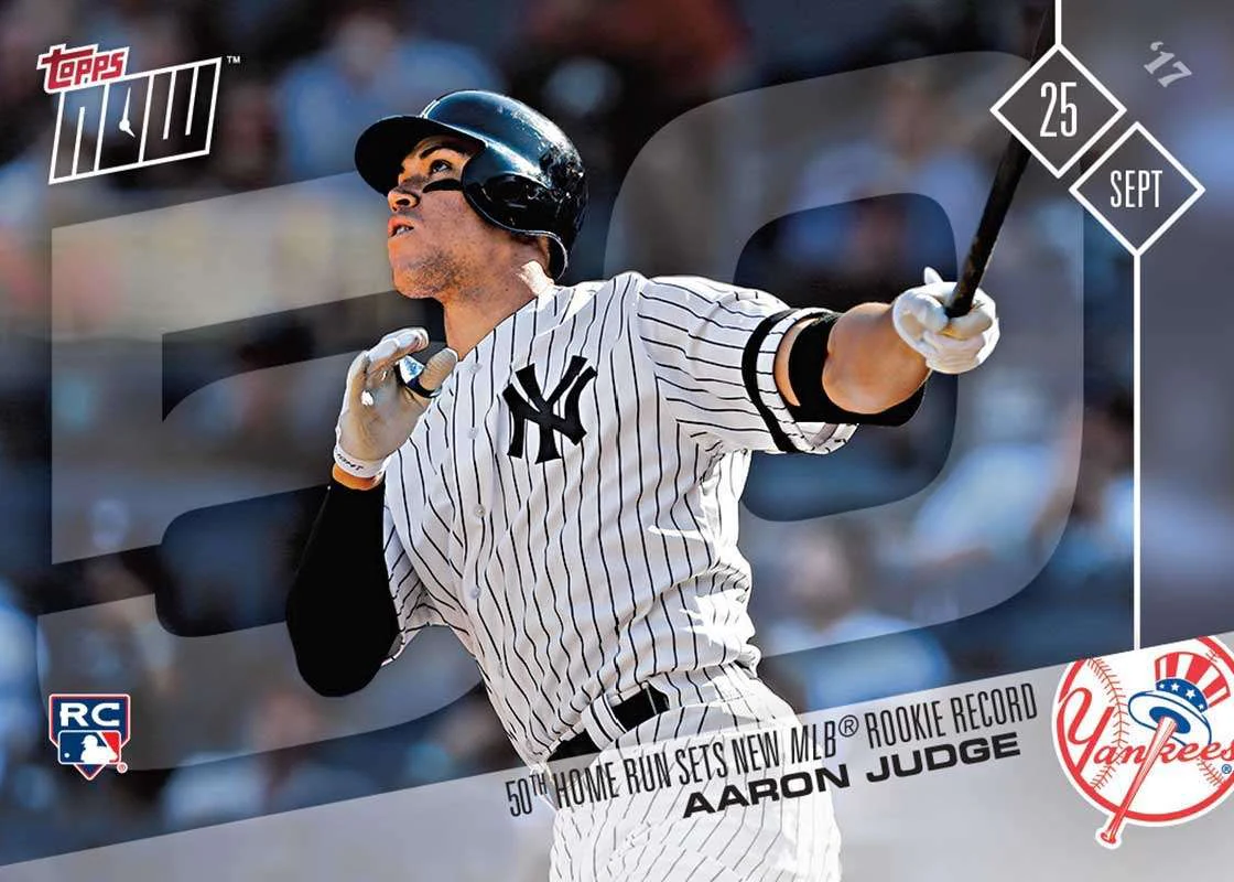 Aaron Judge 2017 MLB Topps NOW card 654 record 50th rookie home run