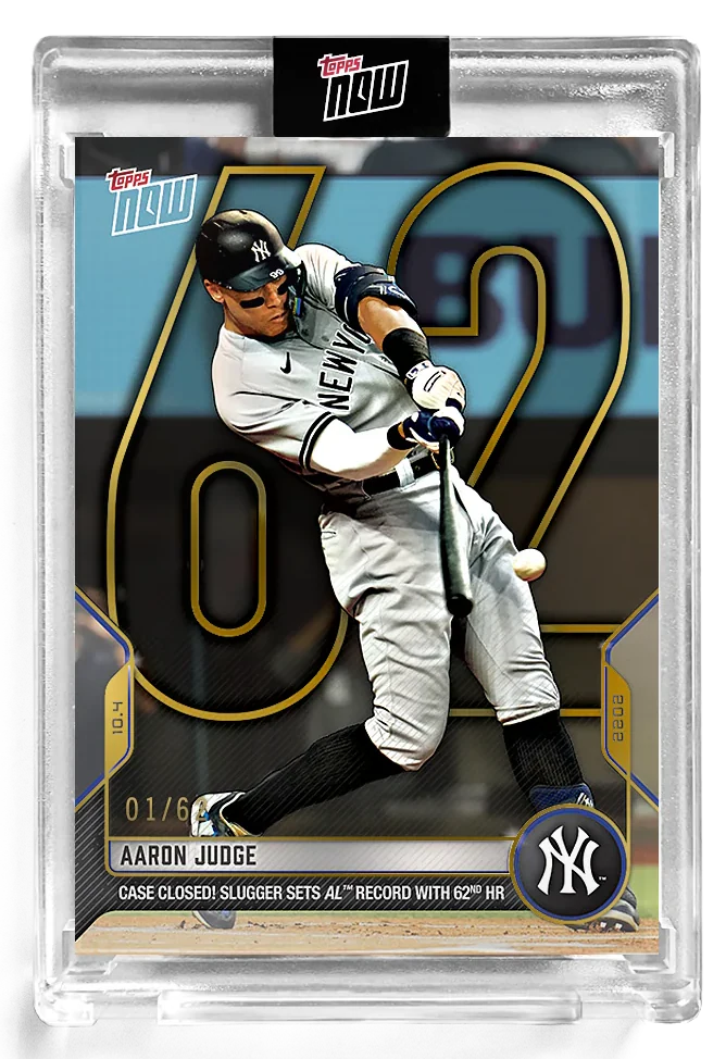 Aaron Judge 2022 MLB Topps NOW card 1012 Collector's Edition gold foil numbered to 62