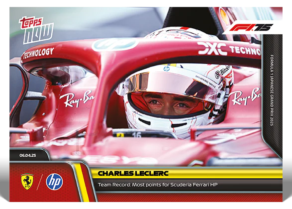 Charles Leclerc 2025 Formula 1 Topps NOW Ferrari points record card 27