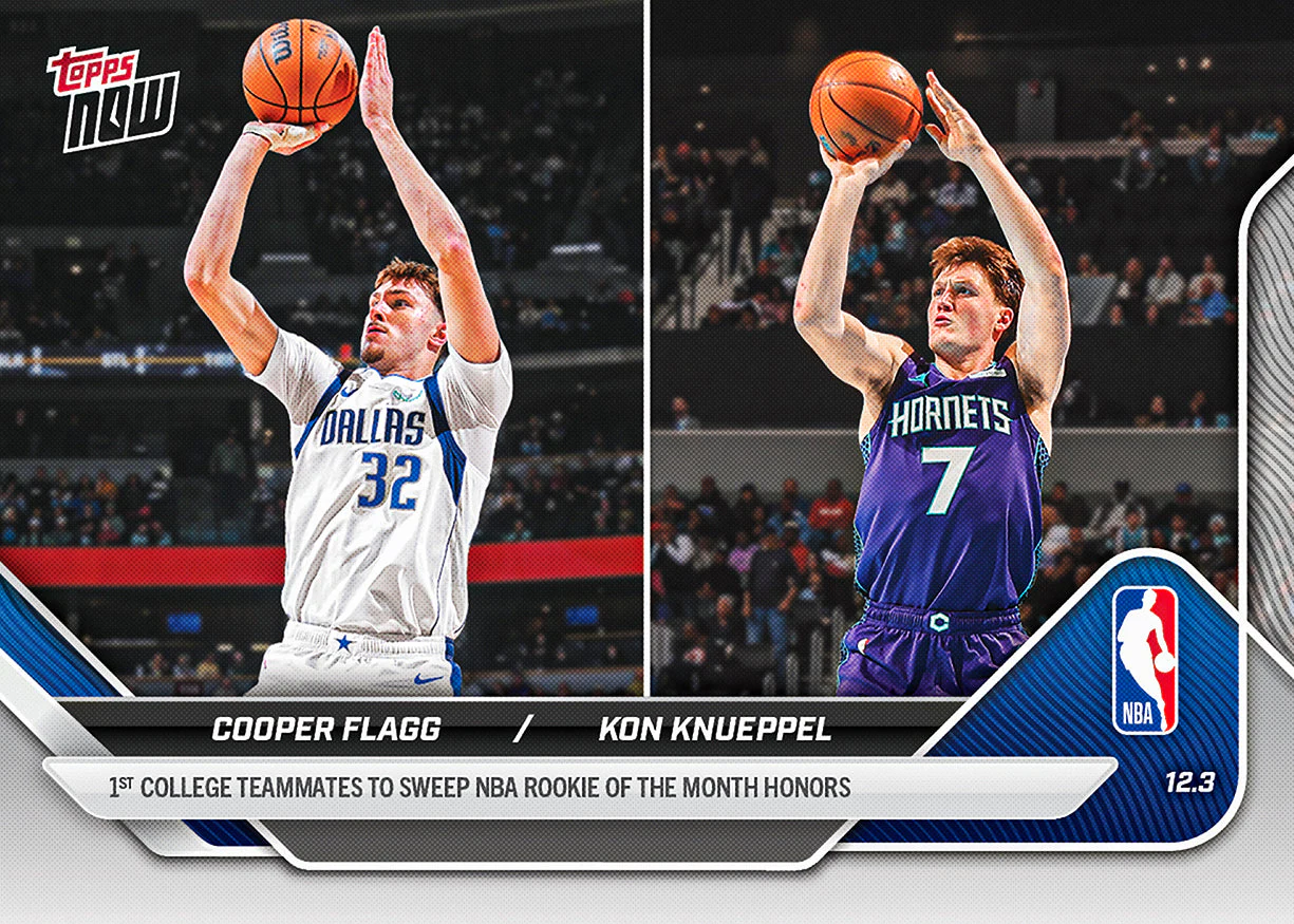 Cooper Flagg / Kon Knueppel 2025–26 NBA Topps NOW card 73 raw base rookie card