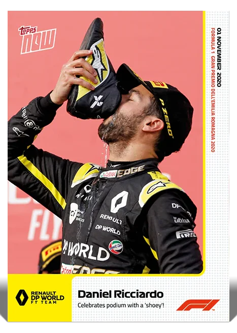 Daniel Ricciardo 2020 Formula 1 Topps NOW card 12 Renault shoey podium
