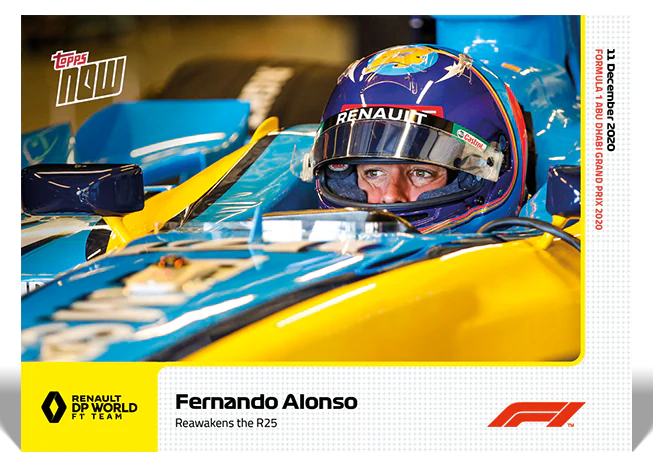 Fernando Alonso 2020 Formula 1 Topps NOW card 25 Reawakens the Renault R25