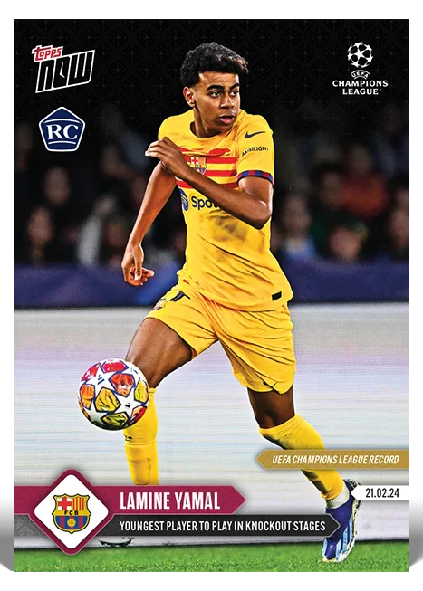 Lamine Yamal 2023-24 UEFA Champions League Topps NOW card 99 rookie card