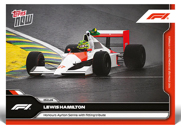 Lewis Hamilton 2024 Formula 1 Topps NOW card 68 honouring Ayrton Senna