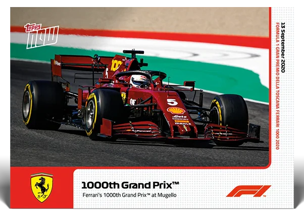 Scuderia Ferrari 2020 Formula 1 Topps NOW card 2 1000th Grand Prix at Mugello