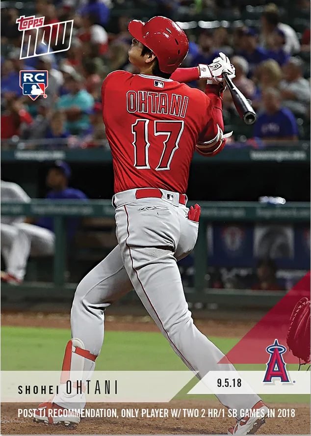 Shohei Ohtani 2018 MLB Topps NOW rookie base card 692 two-home-run game