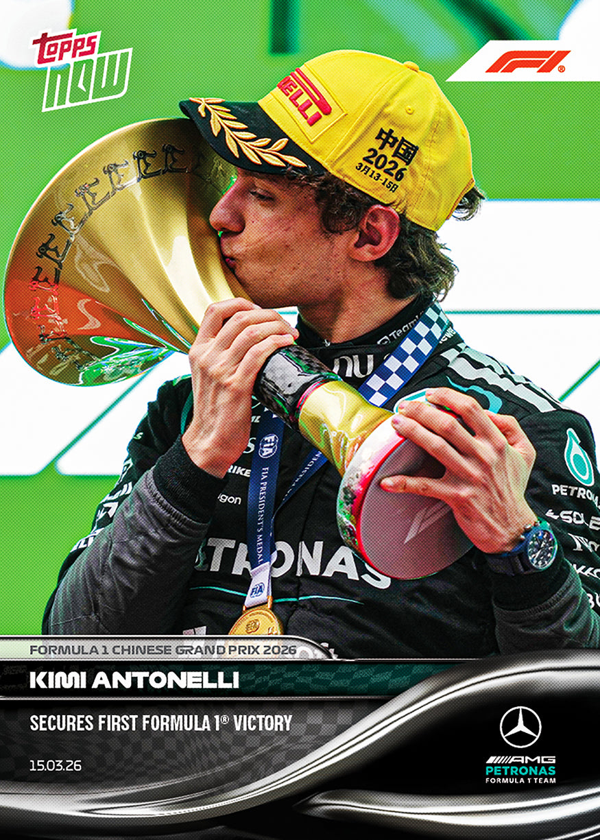 Kimi Antonelli, 2026 #18 · La primera victoria, tarjeta base sin graduar. China: su primera victoria en un Gran Premio de Fórmula 1.