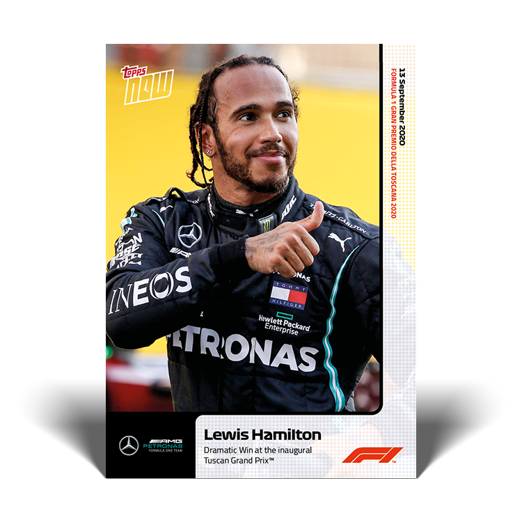 Lewis Hamilton 2020 Formula 1 Topps NOW card 3 inaugural Tuscan Grand Prix win