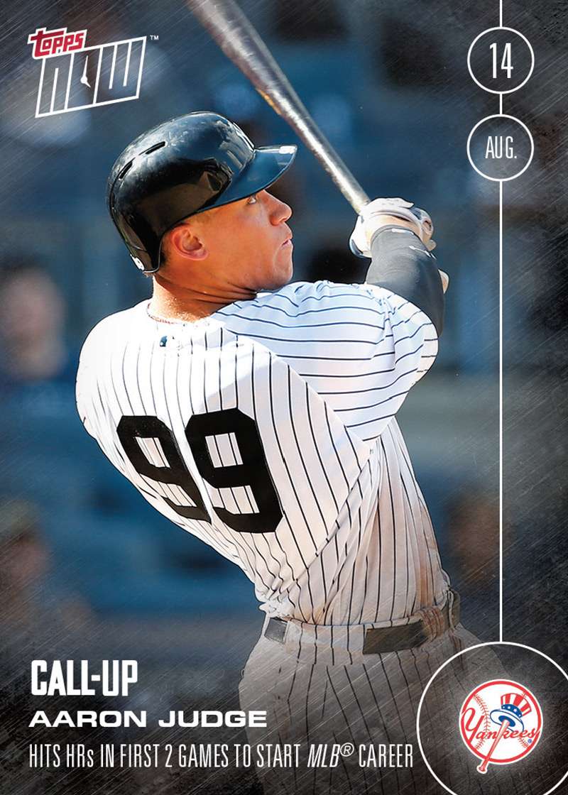 Aaron Judge 2016 MLB Topps NOW call-up card 356 home runs in first two games