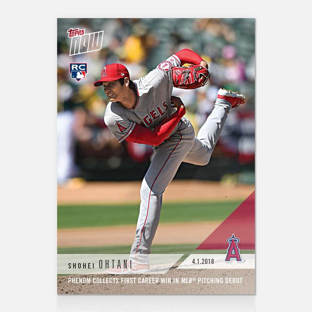 Shohei Ohtani 2018 MLB Topps NOW rookie card 23 first pitching win