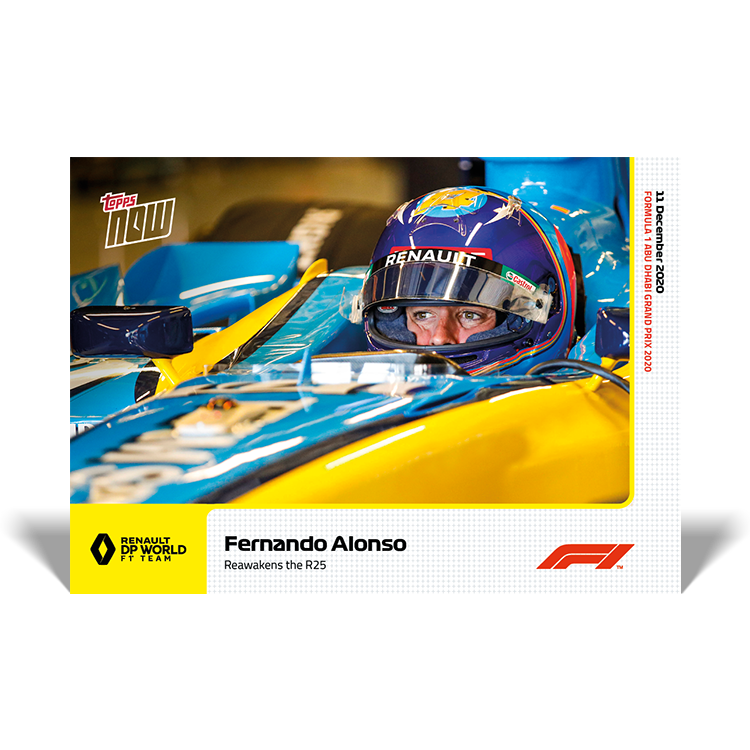 Fernando Alonso 2020 Formula 1 Topps NOW card 25 Reawakens the Renault R25