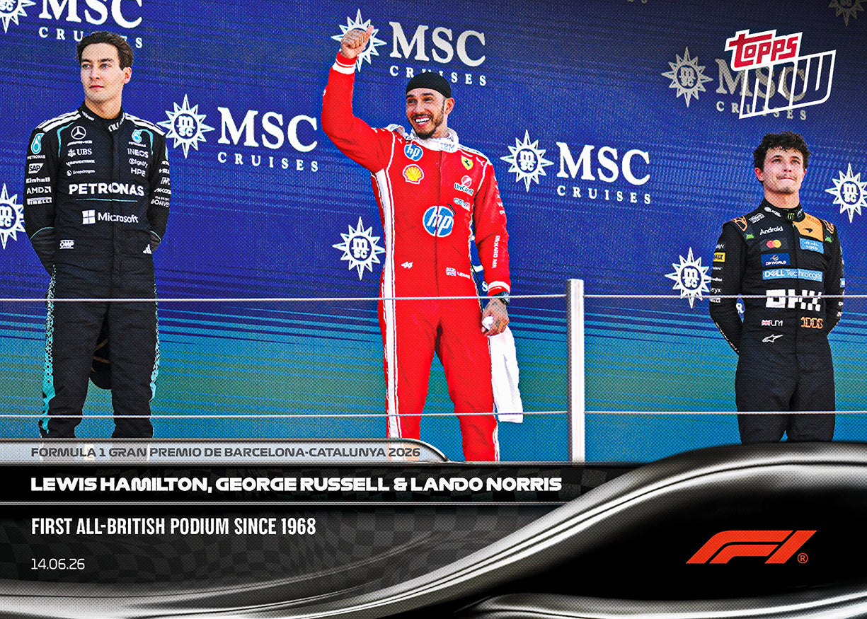 Lewis Hamilton + George Russell + Lando Norris 2026 Formula 1 Topps NOW card 39