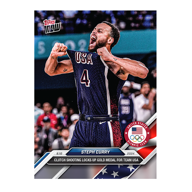 Stephen Curry 2024 Olympic Games Topps NOW card 27 silver foil image variation