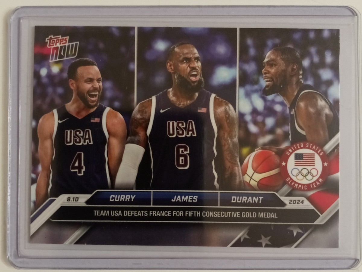 Stephen Curry LeBron James and Kevin Durant 2024 Olympic Games Topps NOW card 26