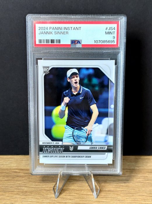 Jannik Sinner 2024 Panini Instant Tennis rookie card JS-4 graded PSA 9