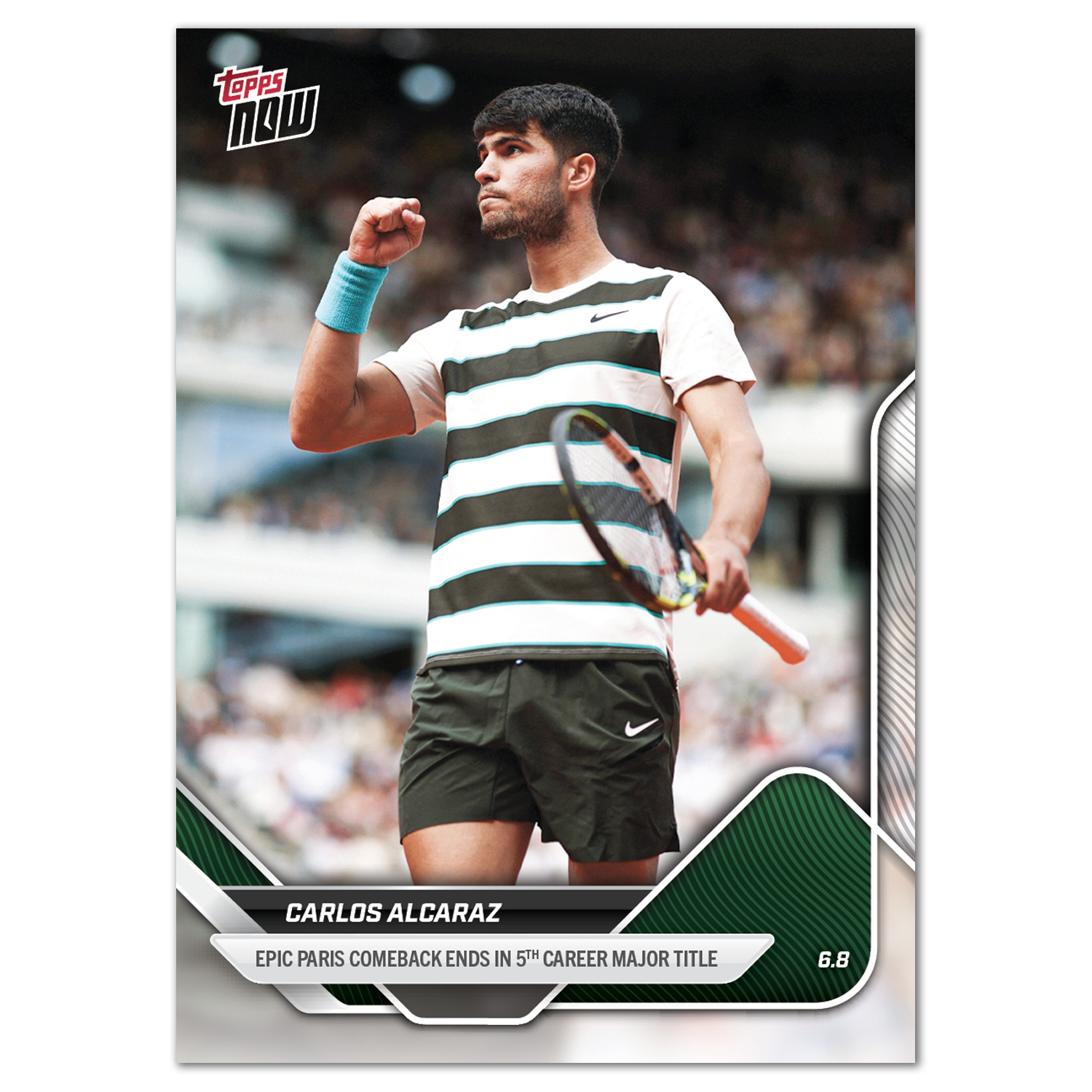 Carlos Alcaraz 2025 Tennis Topps NOW TCA1 Roland-Garros championship card